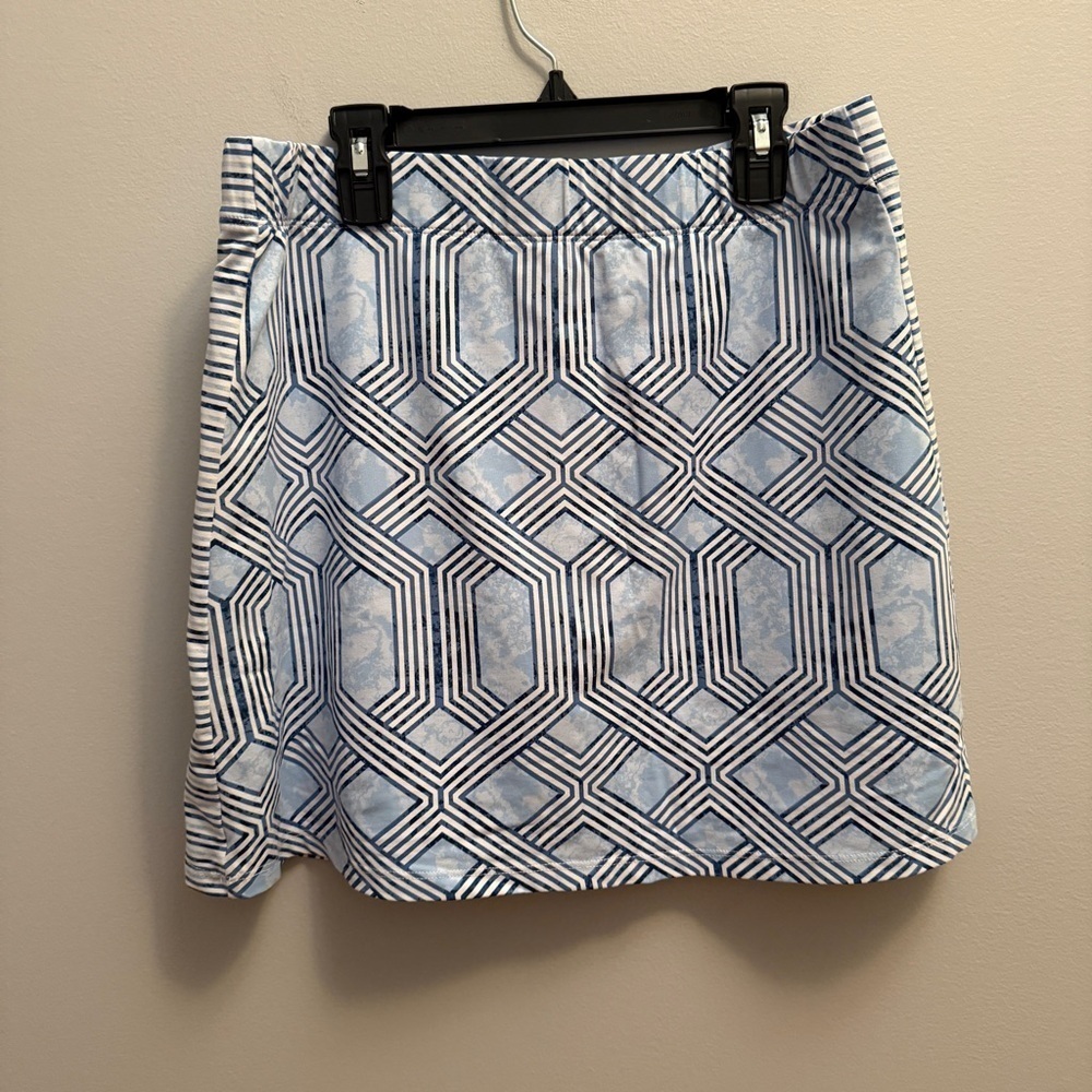 J. McLaughlin Blue and White Patterned Mini Skirt - Picture 3 of 4